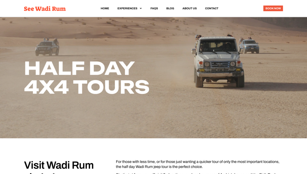 See Wadi Rum half day 4x4 tours